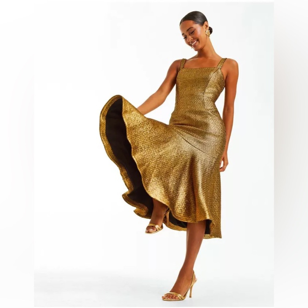 NWT Mestiza New York Jody Midi Gold Dress Sz 4 - Picture 2 of 14